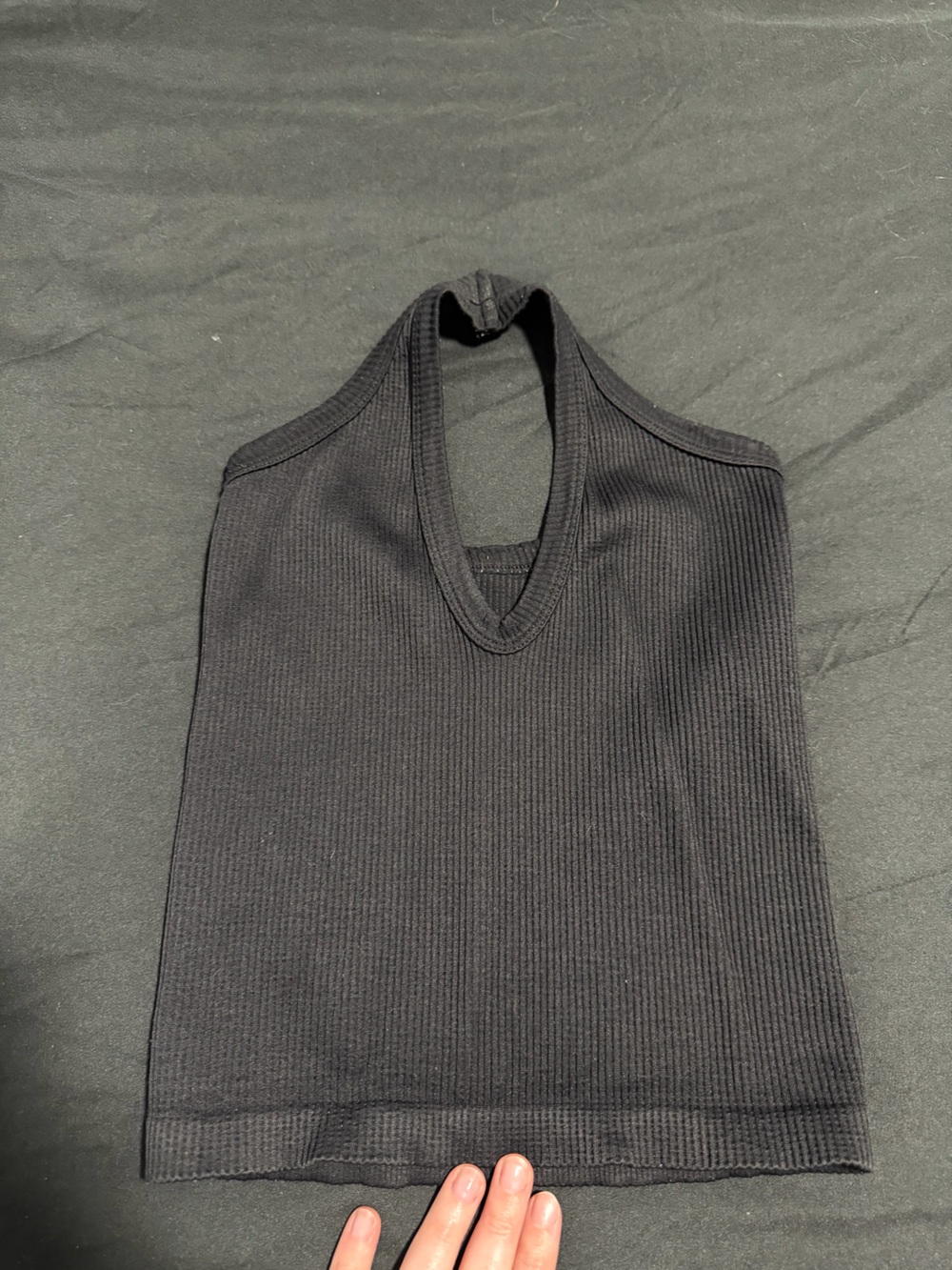 Amazon Black Ribbed Crop Halter Tank Top